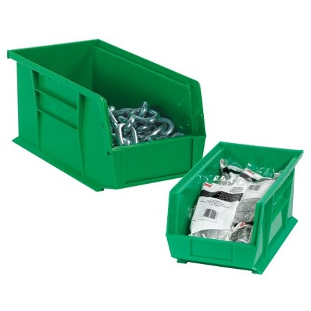 Bsc Preferred 16 x 11 x 8'' Green Plastic Stack & Hang Bin Boxes, 4PK BINP1611G